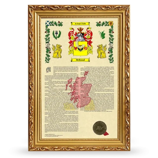 McKeand Armorial History Framed - Gold