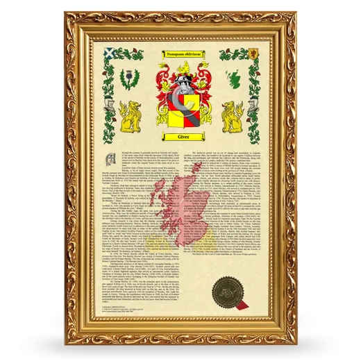 Giver Armorial History Framed - Gold