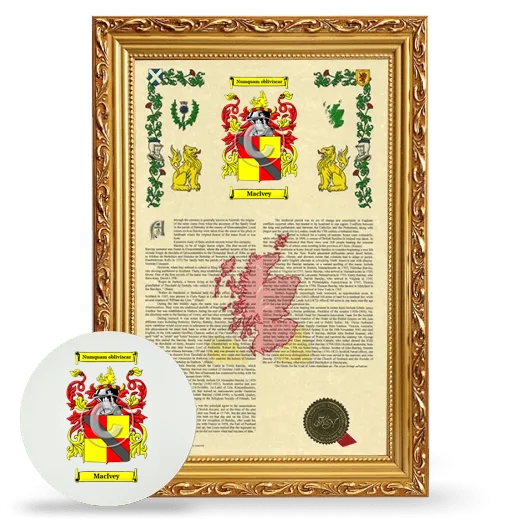 MacIvey Framed Armorial History and Mouse Pad - Gold