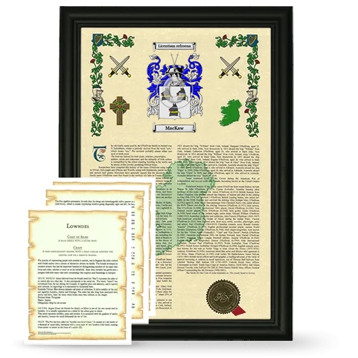 MacKaw Framed Armorial History and Symbolism - Black