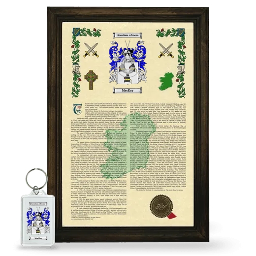 MacKay Framed Armorial History and Keychain - Brown