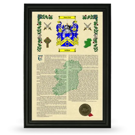 Ackize Armorial History Framed - Black