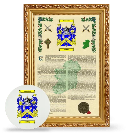 McKey Framed Armorial History and Mouse Pad - Gold