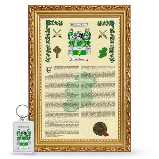 MacKinny Framed Armorial History and Keychain - Gold