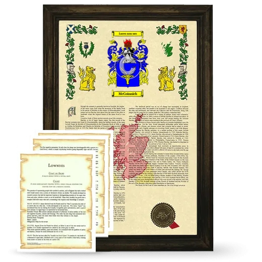 McCoinnich Framed Armorial History and Symbolism - Brown