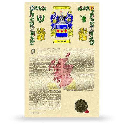 MacKirrell Armorial History with Coat of Arms