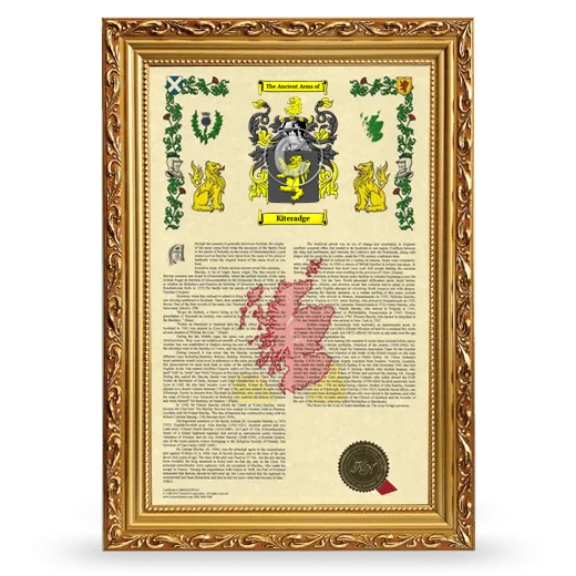 Kiteradge Armorial History Framed - Gold