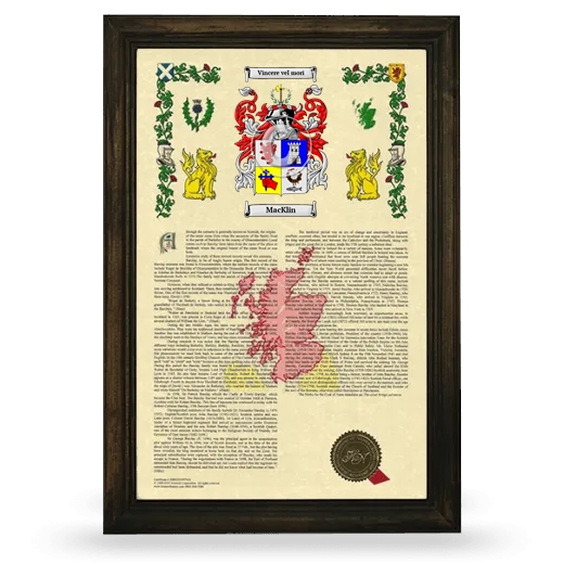 MacKlin Armorial History Framed - Brown