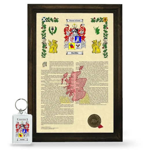 MacKlin Framed Armorial History and Keychain - Brown