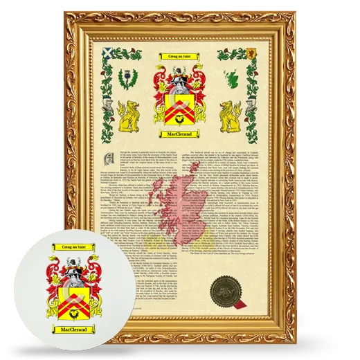 MacClerand Framed Armorial History and Mouse Pad - Gold