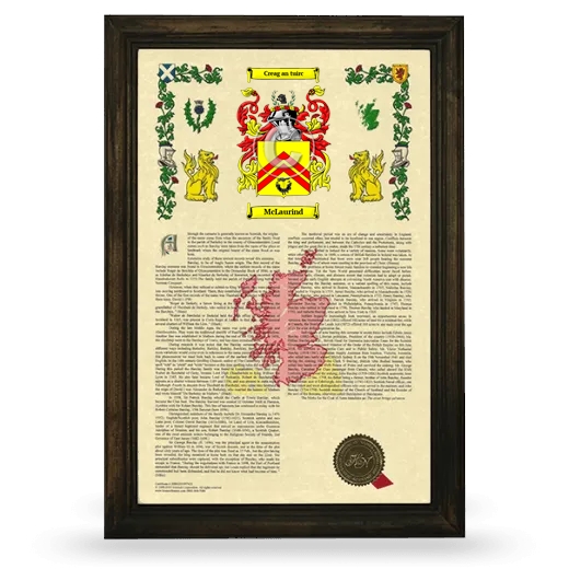 McLaurind Armorial History Framed - Brown