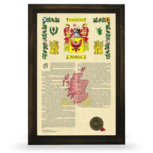 McLaffertay Armorial History Framed - Brown