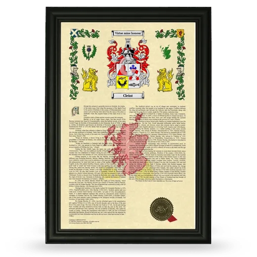 Cleint Armorial History Framed - Black