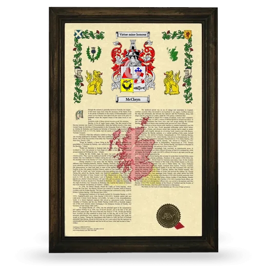 McClayn Armorial History Framed - Brown