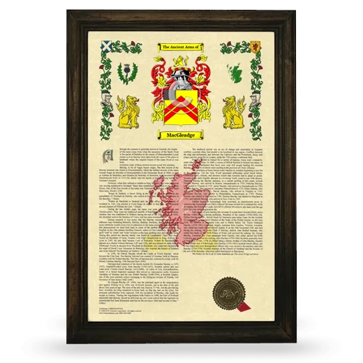 MacGleadge Armorial History Framed - Brown