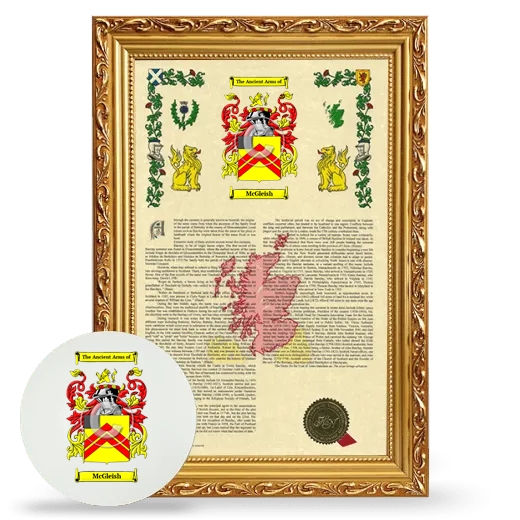 McGleish Framed Armorial History and Mouse Pad - Gold