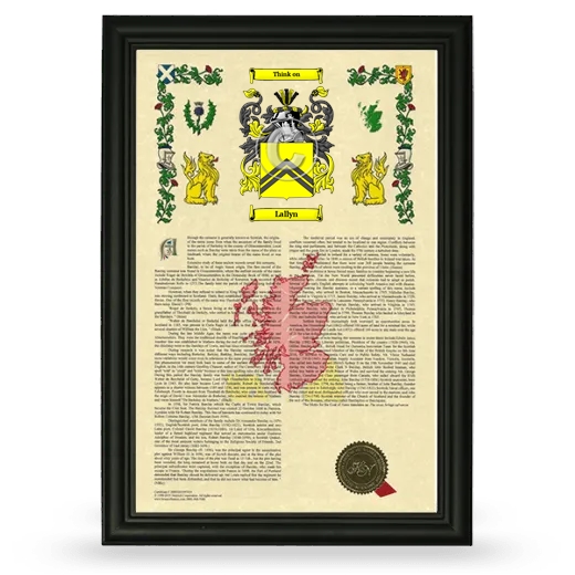 Lallyn Armorial History Framed - Black