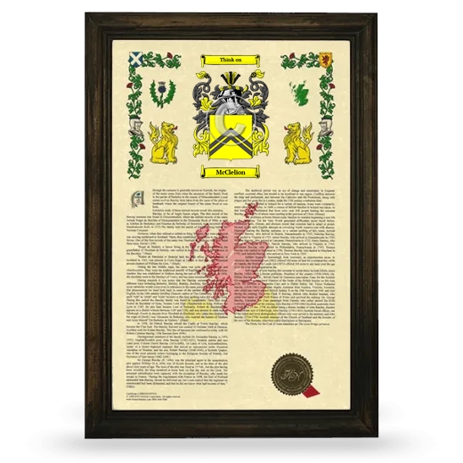 McClelion Armorial History Framed - Brown