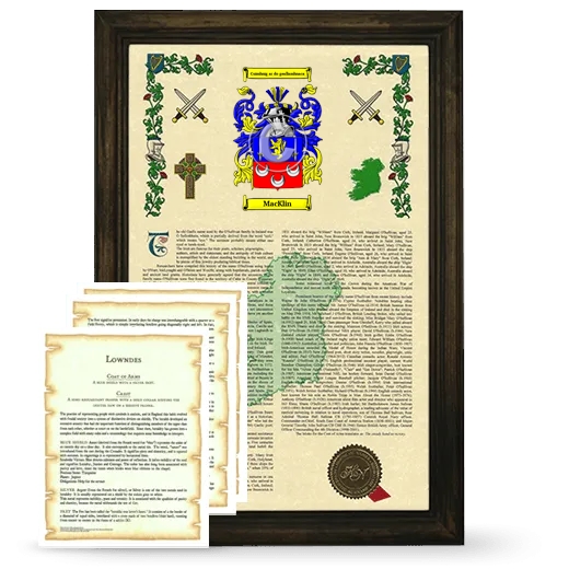 MacKlin Framed Armorial History and Symbolism - Brown