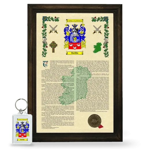 MacKlin Framed Armorial History and Keychain - Brown