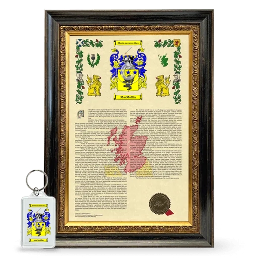 MacMullin Framed Armorial History and Keychain - Heirloom