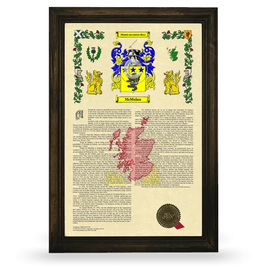 McMulan Armorial History Framed - Brown