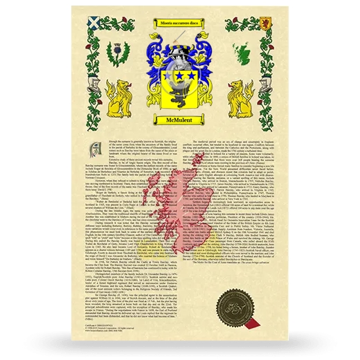 McMulent Armorial History with Coat of Arms