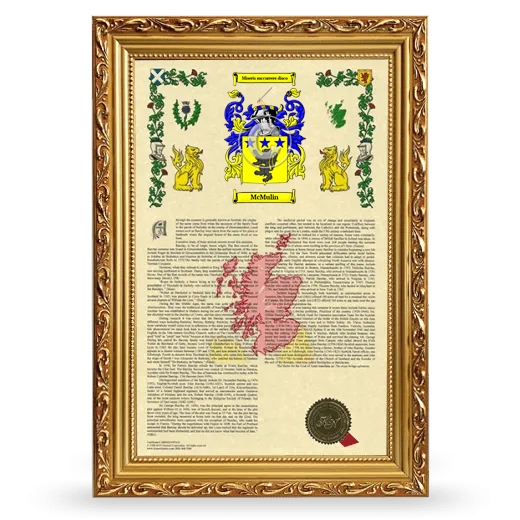 McMulin Armorial History Framed - Gold