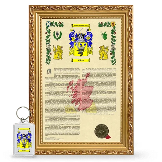 Millyn Framed Armorial History and Keychain - Gold