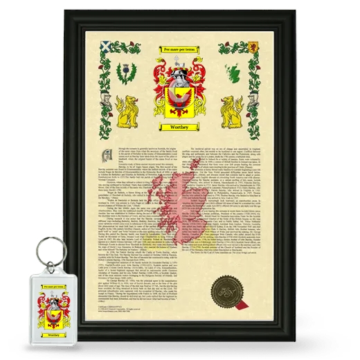 Worthey Framed Armorial History and Keychain - Black