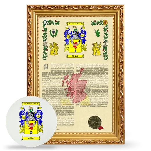 McNair Framed Armorial History and Mouse Pad - Gold