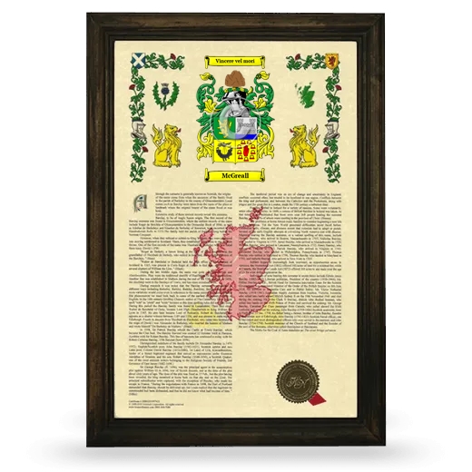 McGreall Armorial History Framed - Brown