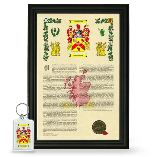 McNicholls Framed Armorial History and Keychain - Black