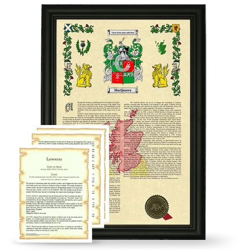 MacQuarey Framed Armorial History and Symbolism - Black