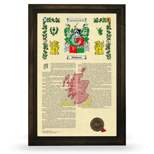 McQuaray Armorial History Framed - Brown