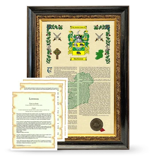 MacSweent Framed Armorial History and Symbolism - Heirloom