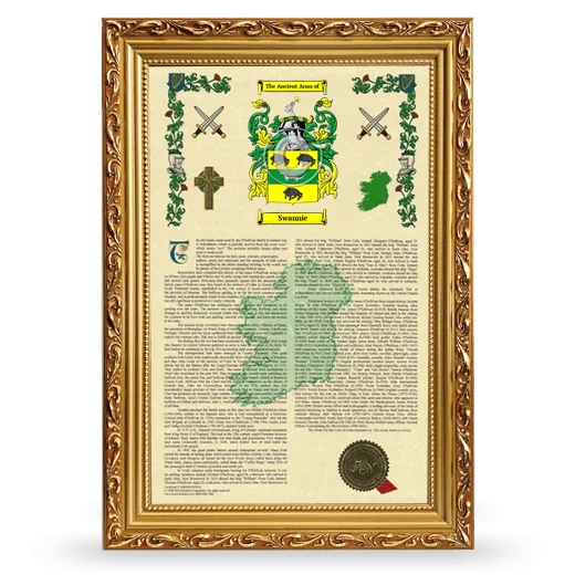 Swannie Armorial History Framed - Gold