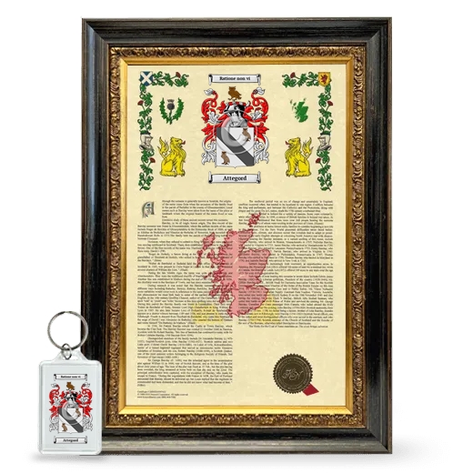 Attegord Framed Armorial History and Keychain - Heirloom