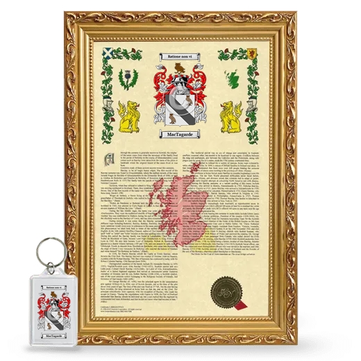 MacTagarde Framed Armorial History and Keychain - Gold