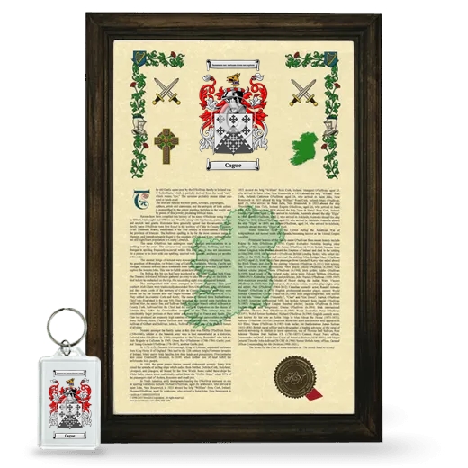 Cague Framed Armorial History and Keychain - Brown