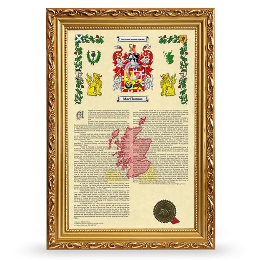 MacThomas Armorial History Framed - Gold