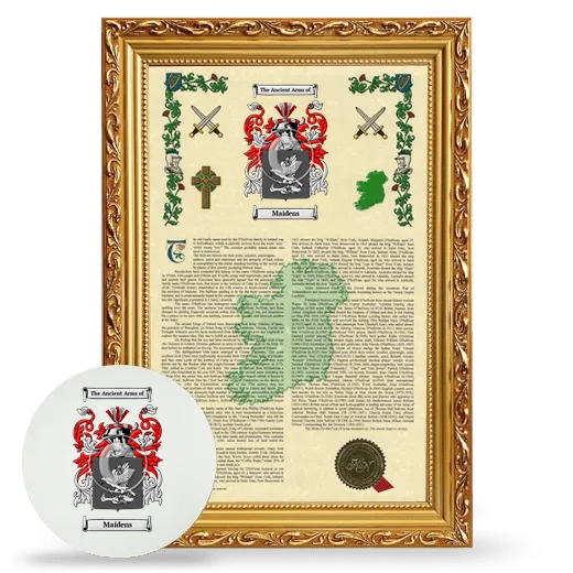 Maidens Framed Armorial History and Mouse Pad - Gold