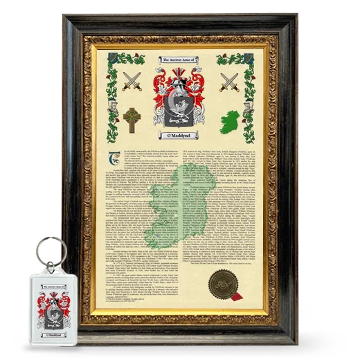 O'Maddynd Framed Armorial History and Keychain - Heirloom