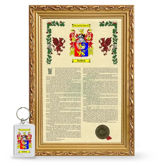 Maddack Framed Armorial History and Keychain - Gold
