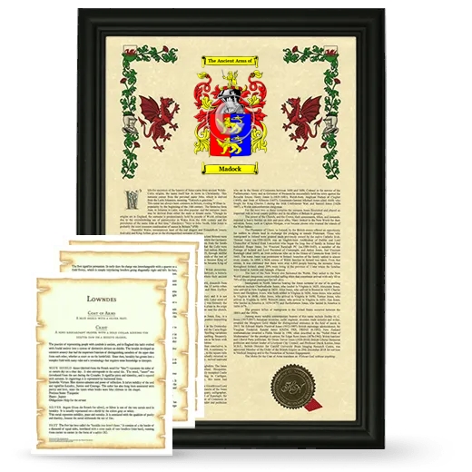 Madock Framed Armorial History and Symbolism - Black