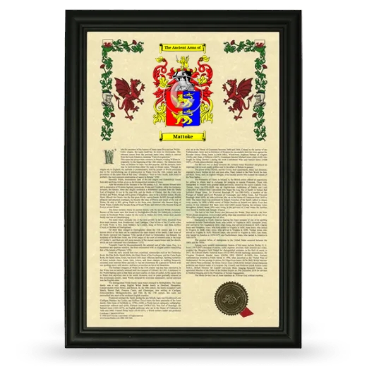 Mattoke Armorial History Framed - Black