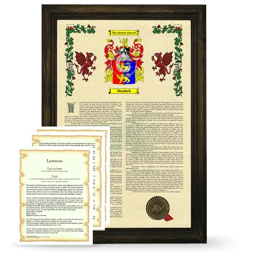 Maydech Framed Armorial History and Symbolism - Brown