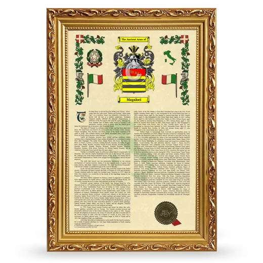 Magaloci Armorial History Framed - Gold