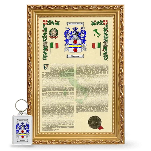 Magnano Framed Armorial History and Keychain - Gold