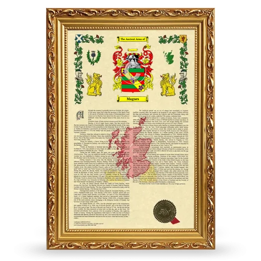 Magnes Armorial History Framed - Gold